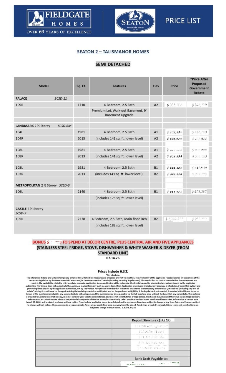 Seaton-2-Price list